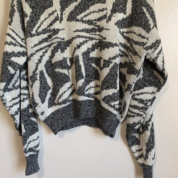 Vintage Barnaby Mens Sweater Sz Large Black White Retro Abstract 90s 80s Cosby - Picture 4 of 7